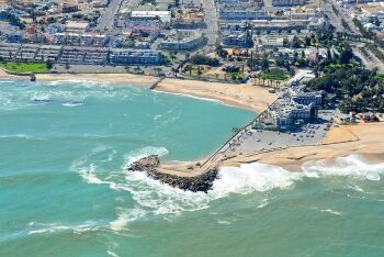 Aerial view of main beach at Swakopmund, Namibia