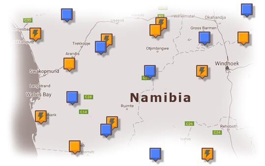 Map of Namibia Accommodation